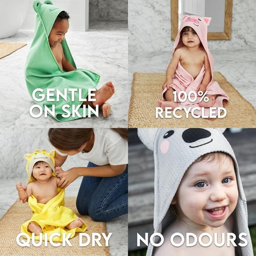 Dock & Bay Customized Baby Towel - Hooded Bath Towel with Embroidery | Quick Dry, Super Absorbent - Parker Pig - Small