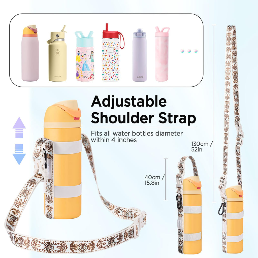 EasyAcc Water Bottle Holder Strap Sling, for Owala FreeSip 24 32 40 oz, Hydro Flask, Cirkul, Yeti, Stanley Flip, Universal Water Bottles, with Carabiner, for Walking Curise Travel (Bottle Excluded)
