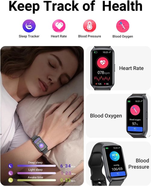 Amzhero Fitness Tracker - 24/7 Heart Rate, Blood Oxygen & Sleep Monitoring | Waterproof Activity Tracker with Step Counter (S & L Bands)