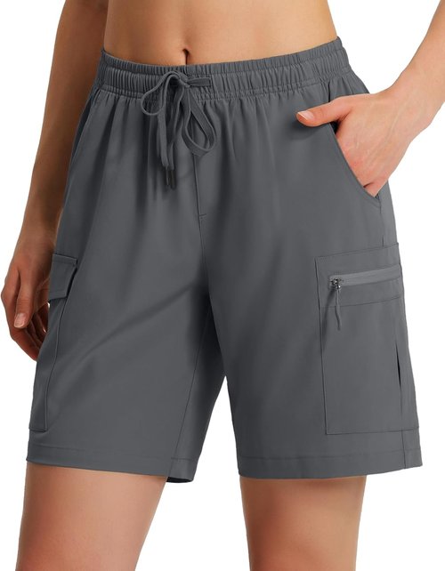 Ksmien Women's Hiking Cargo Shorts - Lightweight Quick-Dry Design with Zipper Pockets | Perfect for Travel & Golf