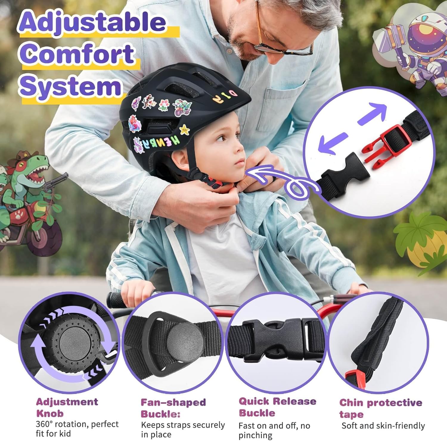 Skiennix Toddler Bike Helmet - Adjustable Lightweight Safety for Ages 1-8 | Perfect for Cycling