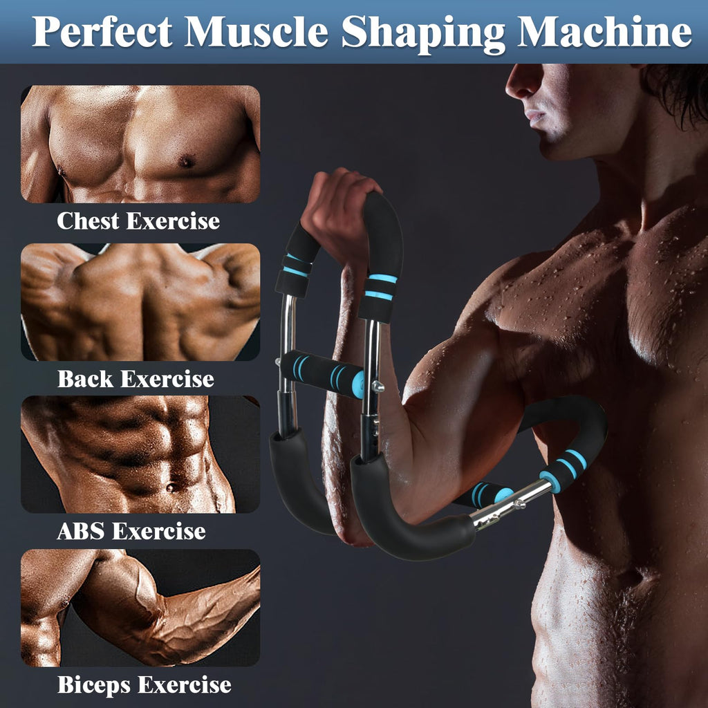 Wister Arm Trainer for Upper Body Workout – 90-160lb Adjustable Resistance Strength Training Bar for Chest, Biceps, Shoulders & Forearms | Home Gym Equipment for Men