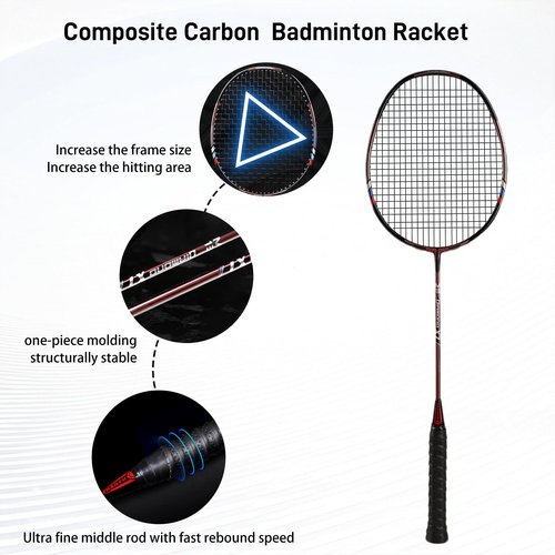 Badminton Racket Set,Badminton Rackets,Both Offensive and Defensive,Lightweight Composite Carbon Fiber 82g Durable Racket,with 2 Rackets,2 Shuttlecocks,and 1 Ball Bag