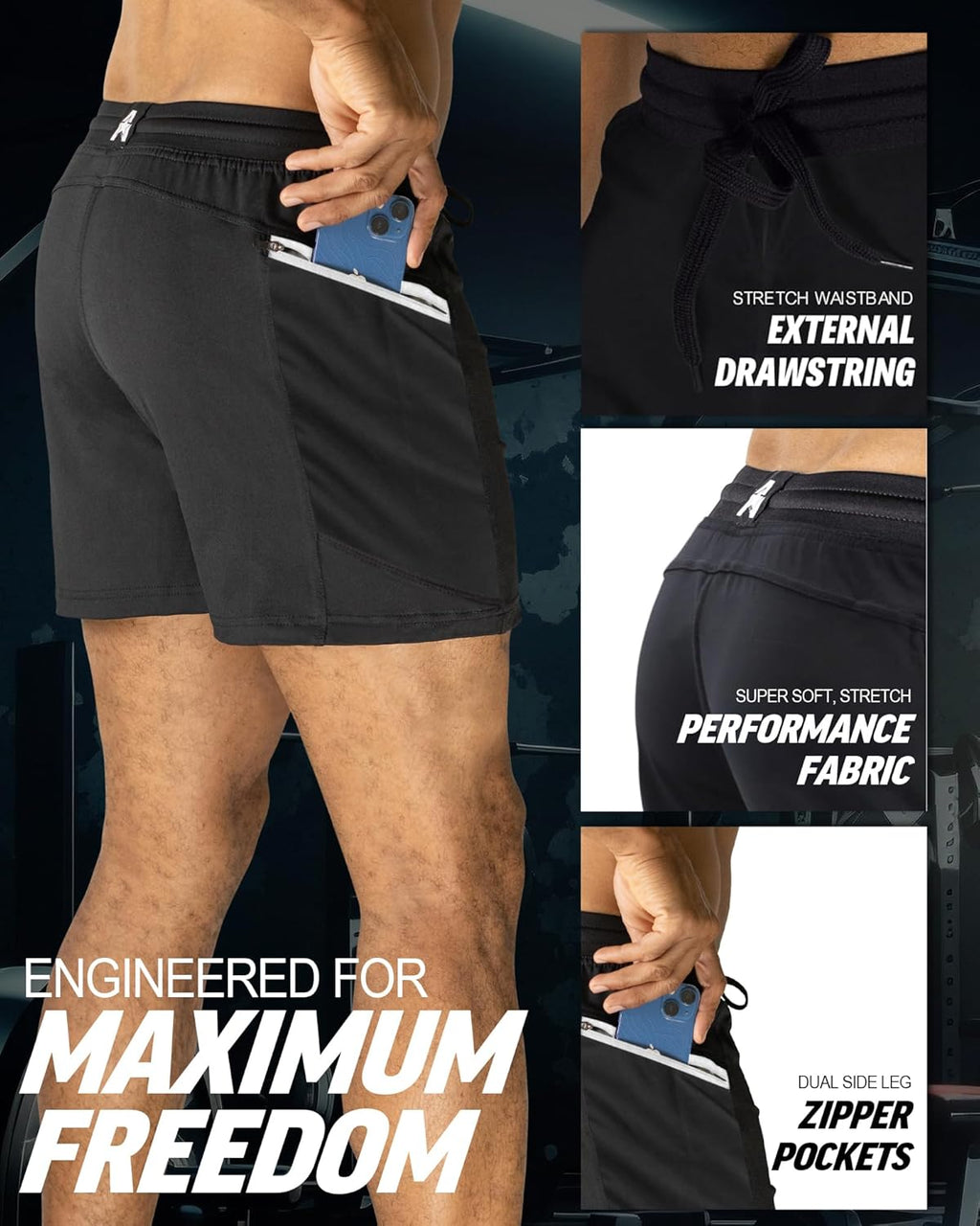 Anthem Athletics Hyperflex Men's Gym Shorts - Versatile 5", 7", & 9" Inseam for Workouts & Yoga