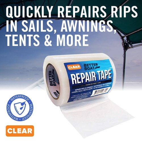 Better Boat Repair Tape - Heavy Duty Clear Waterproof Patch for Fabric & Vinyl | 30ft x 3in