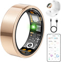 Skiennix Smart Ring - Health Tracker with Heart Rate, Blood Oxygen & Sleep Monitor | IP68 Waterproof, Rose Gold, Size 9