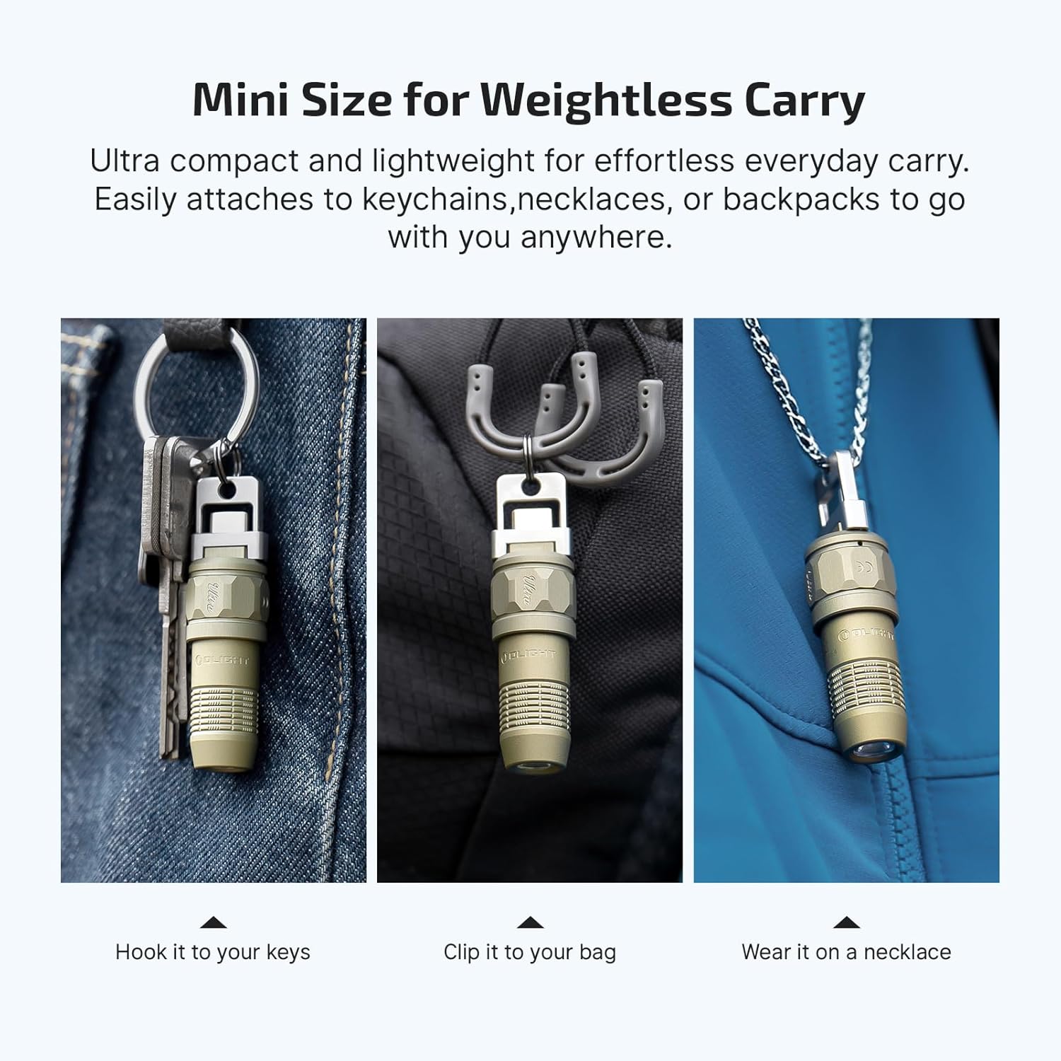 OLIGHT iUltra Rechargeable EDC Flashlight - 80 Lumens Mini LED Keychain Light | Olive Green, Perfect for Everyday Carry and Emergencies