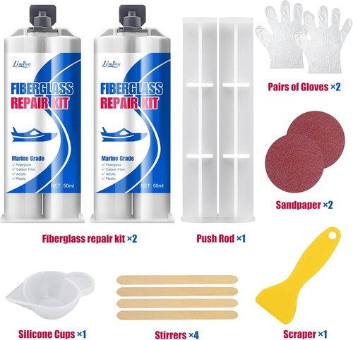 Limino Marine Fiberglass Repair Kit - 100ml Resin Filler for Bathtub Chips, Cracks & Holes | UV-Resistant Gel Coat Repair for Boats & Kayaks