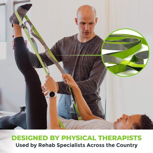 Gradient Fitness Stretching Strap - 12 Multi-Loop Stretch Strap with Neoprene Handles | 1" W x 8' L for Yoga & Physical Therapy