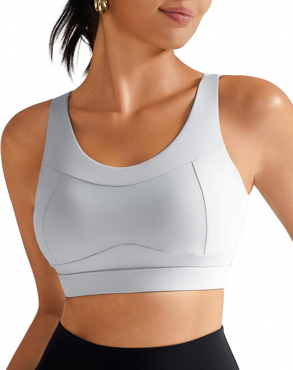 RUNNING GIRL High Impact Sports Bra - Racerback Workout Crop Top with Push-Up Support | Longline Design