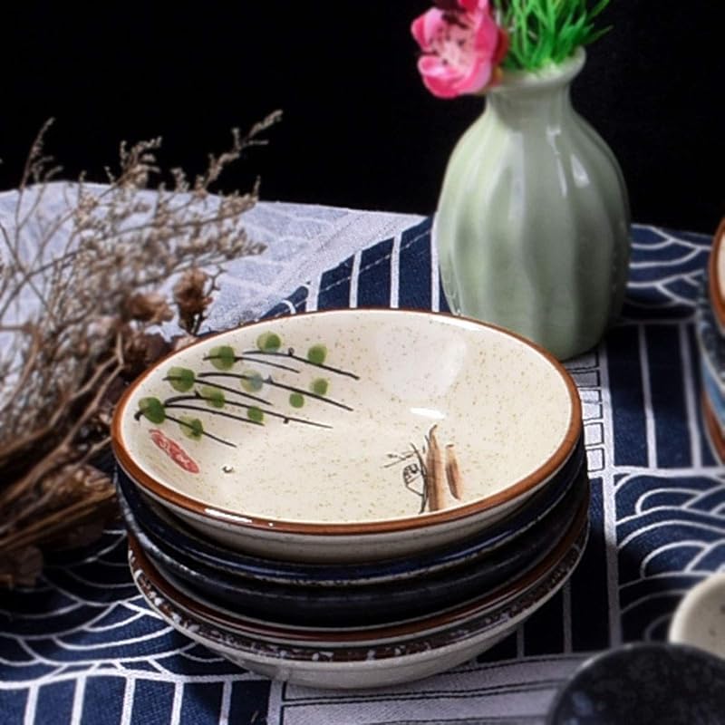 Soy Sauce Dishes Set of 5, 3.8 in – Japanese Style Dipping Bowls (GS)