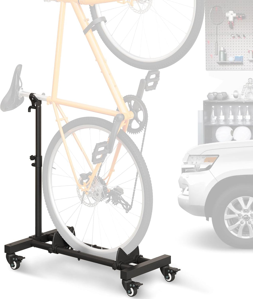 Sttoraboks Vertical Bike Stand, Freestanding Bike Rack Garage Storage Upright Bicycle Floor Stand Indoor Bike Holder with Adjustable Height for Garage & Apartment - for Wheels Sizes up to 29”