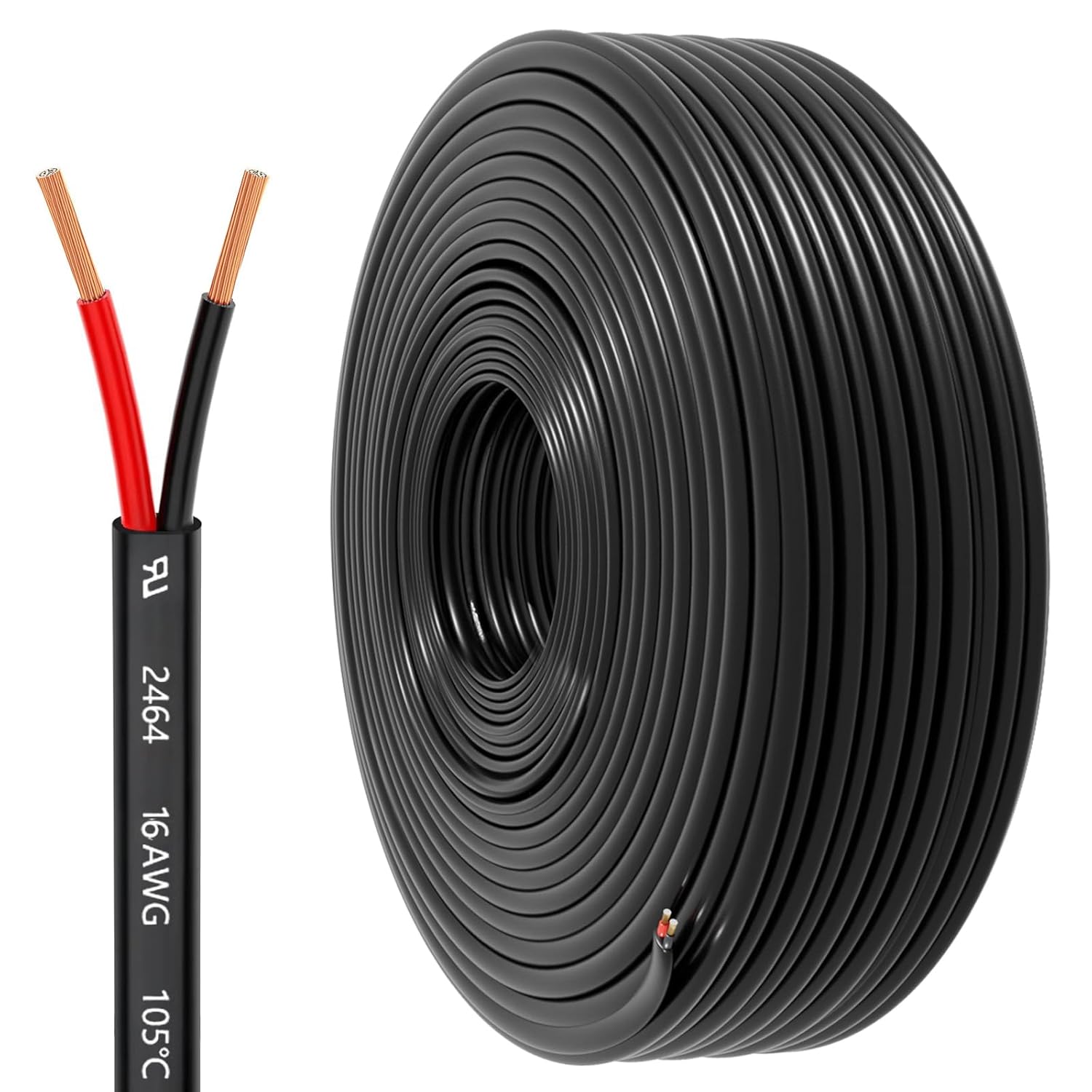 16 Gauge Wire - 2 Conductor Electrical Wire for Automotive & LED Strips | 30FT Copper-Clad Aluminum