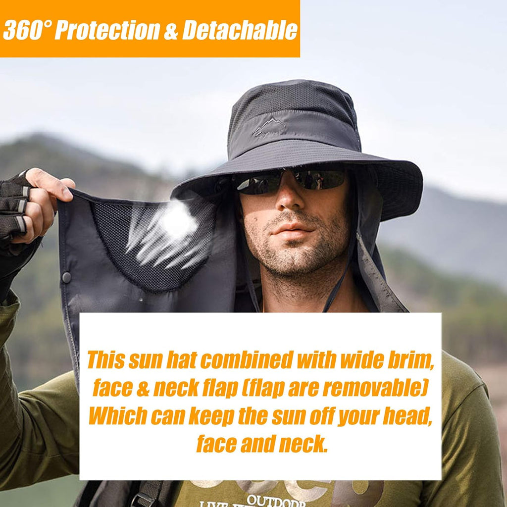 Skiennix Fishing Hat - UV Sun Protection Wide Brim with Face Cover & Neck Flap for Men & Women