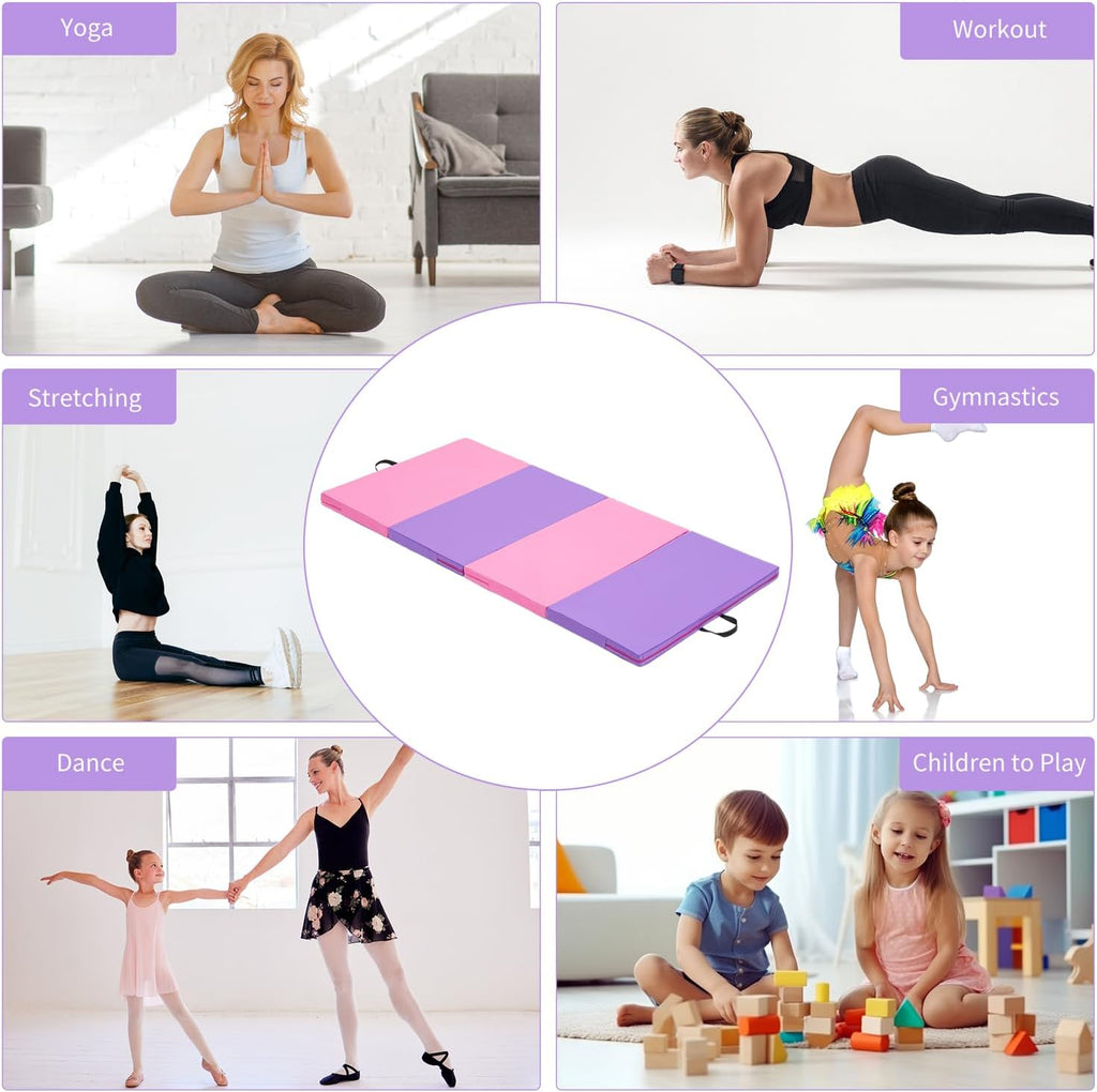 ZENOVA Gymnastics Mat - Foldable Exercise Mat for Home Workouts | 6'x3'x2'' & 4'x8'x2'' Options