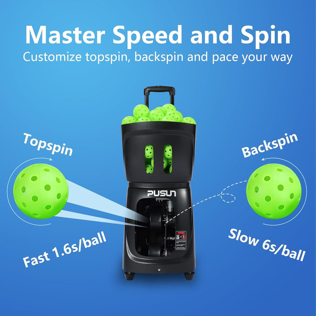 PP-Smart Pro Pickleball Machine - Portable 100+ Ball Launcher with App & Remote, 10 Modes, 20-70 mph