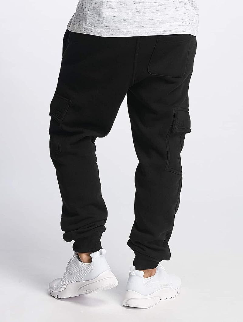 Southpole Men’s Basic Active Cargo Jogger Pants - Fleece & Tech Nylon, Black, Large