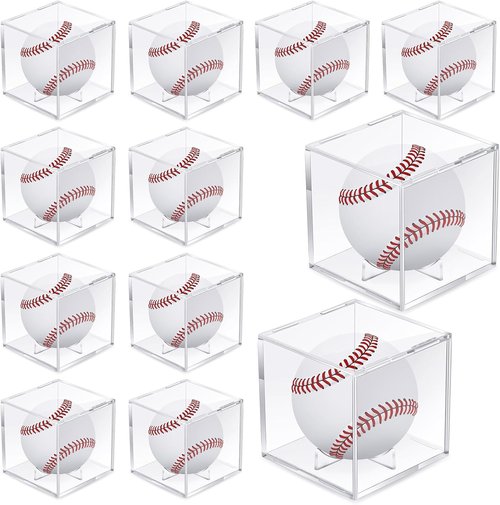 Chumia Baseball Display Cases - Clear Acrylic Holder with UV Protection | 12 Pack Autograph Storage Boxes