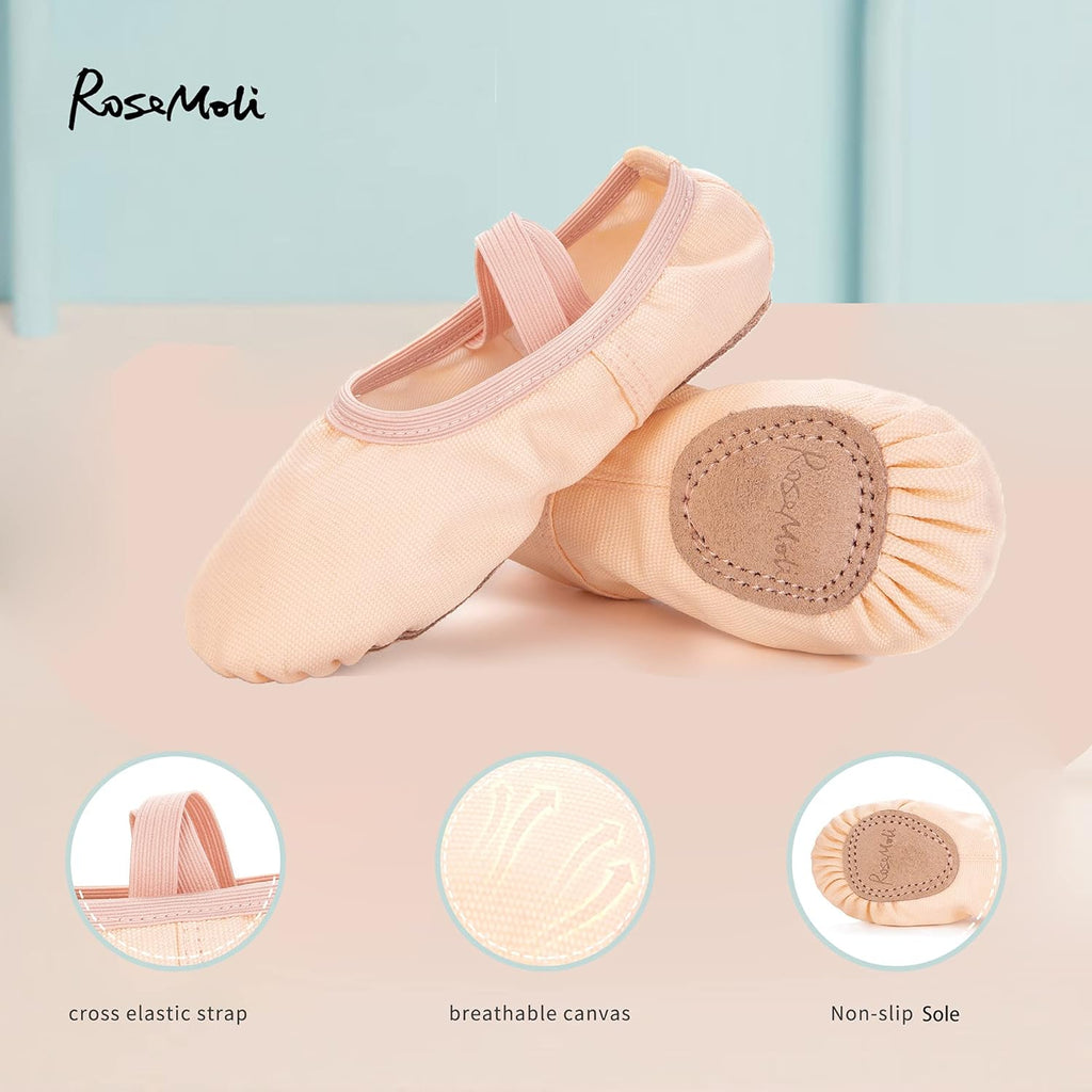 RoseMoli Ballet Slippers - Canvas Flats for Girls, Toddlers & Women | Ideal for Dance and Yoga Practice