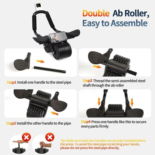 2026 New Ab Roller Wheel with Timer & Knee Mat,Automatic Rebound Abdominal Wheel with Elbow Support Ab Workout Equipment for Strengthening Core Muscles Abs Exercise Roller for Women Men