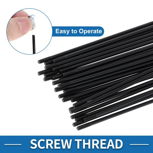 A ABSOPRO Bicycle Spokes 12G 280mm Length Bike Wheel Spokes Carbon Steel Black 1 Set