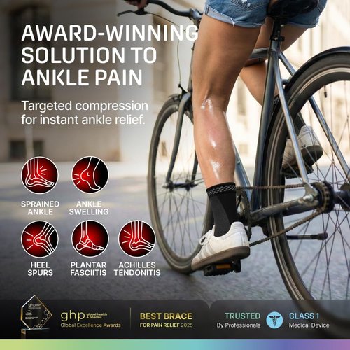 Modvel Ankle Brace - Compression Sleeve for Sprained Ankle & Achilles Tendonitis Relief | Unisex Support