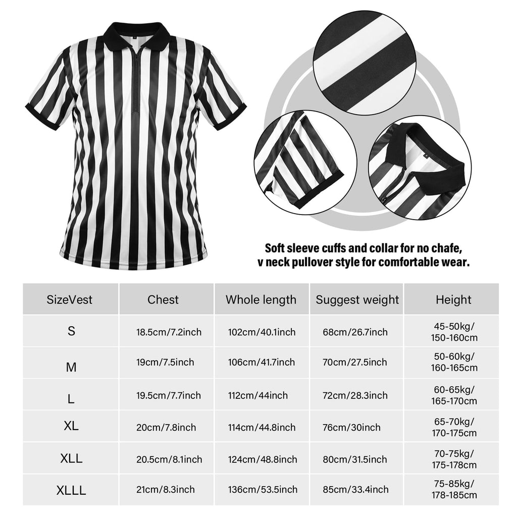 Geyoga 4 Pcs Referee Shirt Soccer Jersey for World Soccer Official Referee Costume Set Football Jersey Hat Whistle Lanyard(L)