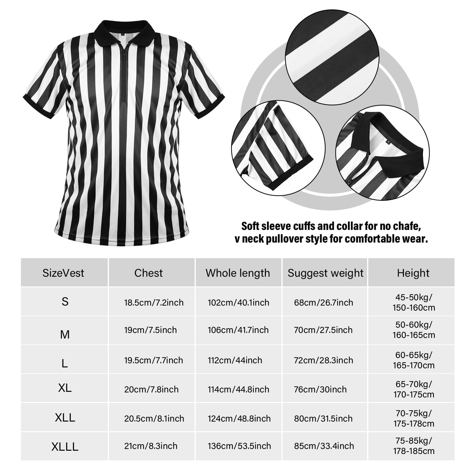 Geyoga 4 Pcs Referee Shirt Soccer Jersey for World Soccer Official Referee Costume Set Football Jersey Hat Whistle Lanyard(L)