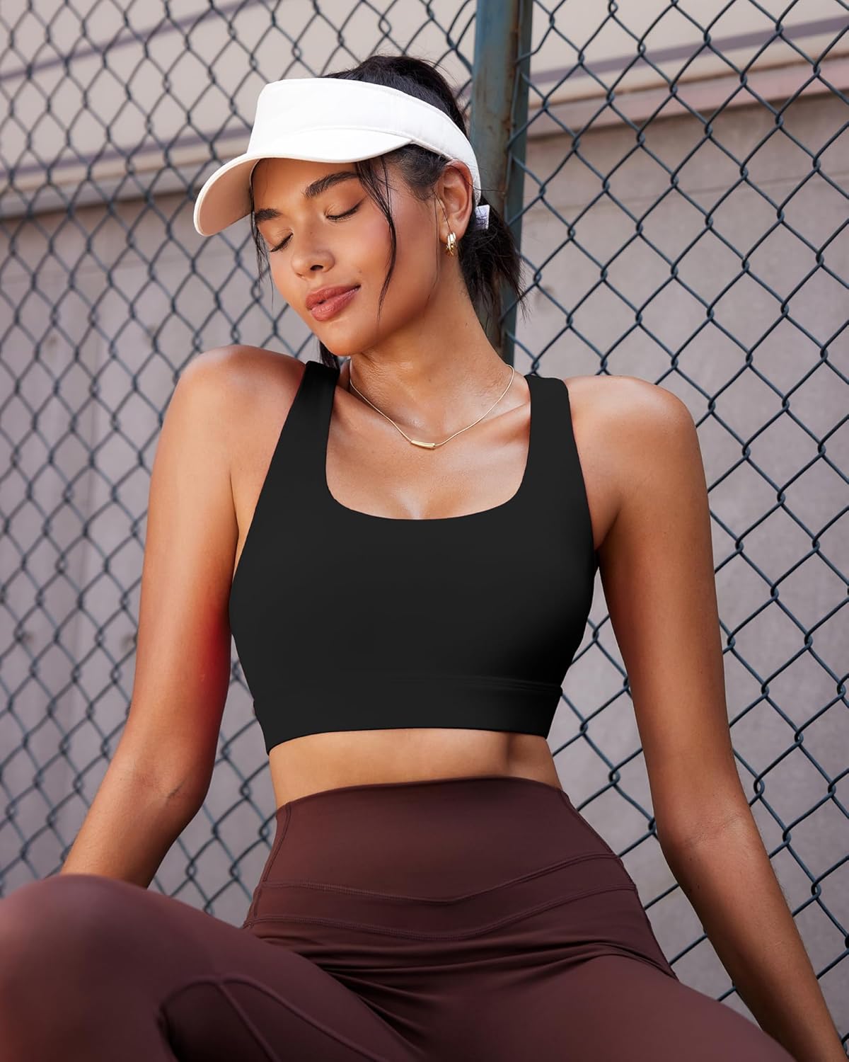 RUNNING GIRL High Impact Sports Bra - Scoop Neck Strappy Design for Maximum Support | Comfortable Moulded Cup