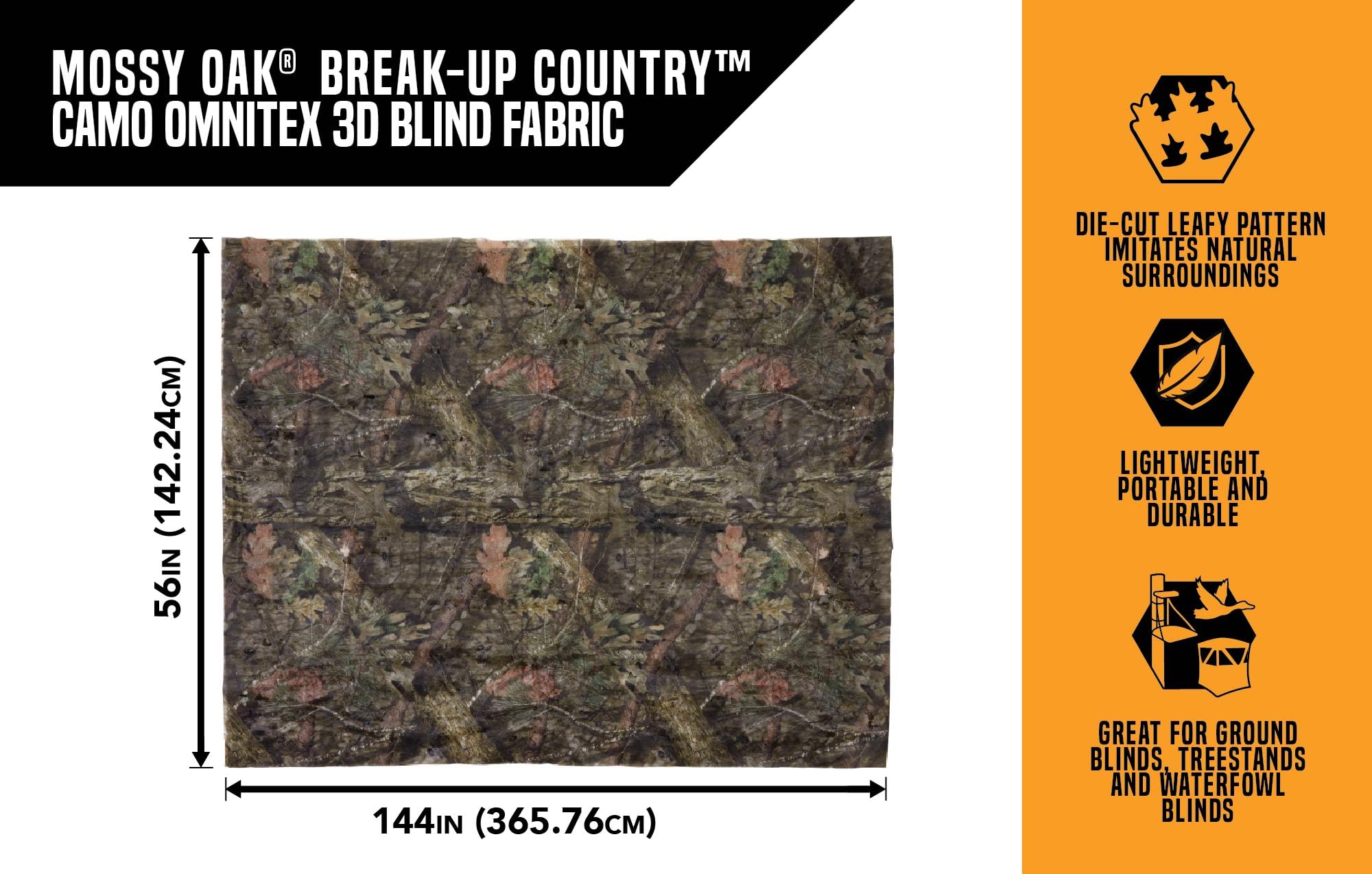 Vanish 3D Leafy Omnitex Blind Making Material by Allen, 12-feet x 56-inches, Mossy Oak Break-Up Country