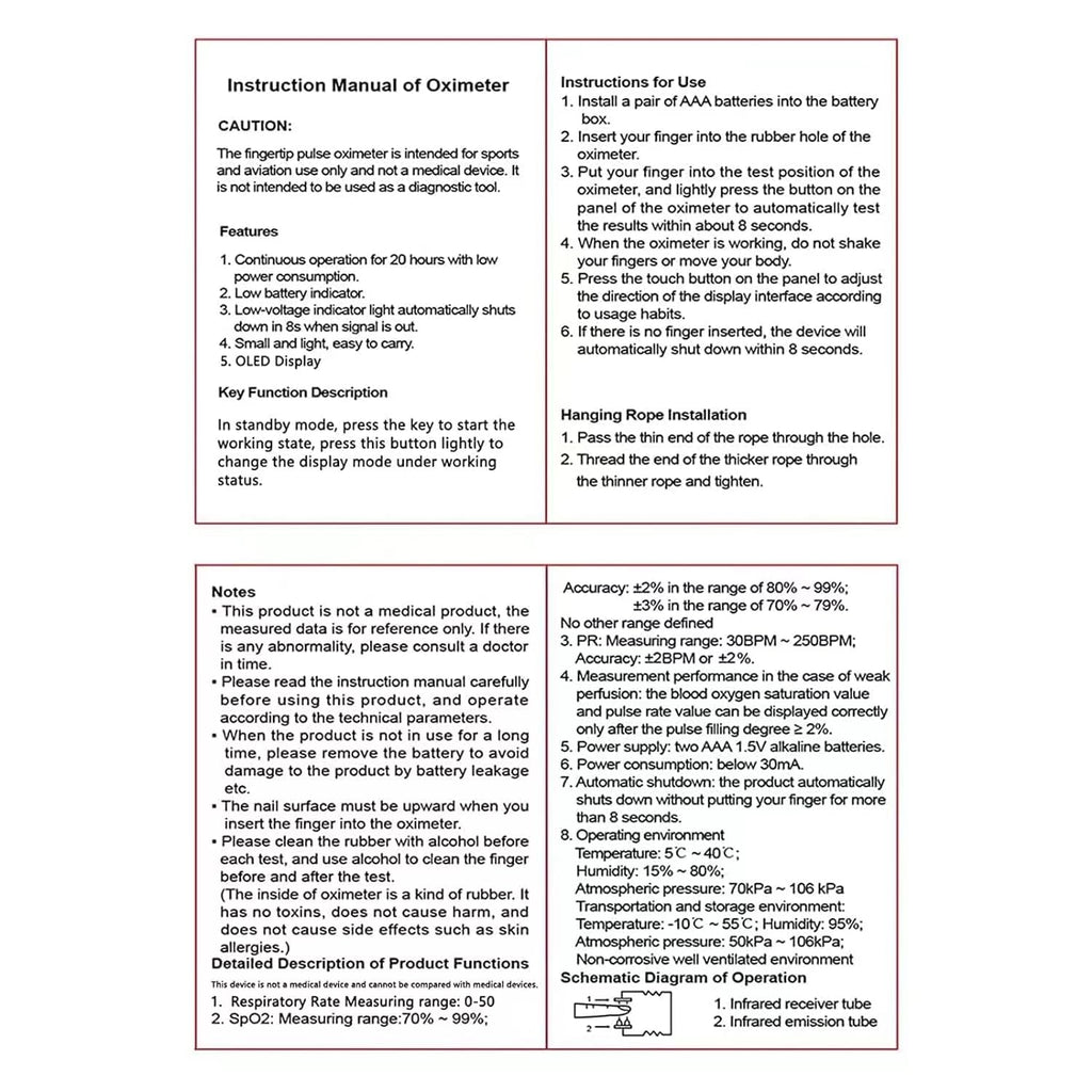 Skiennix Rechargeable Pulse Oximeter - Accurate SpO2 & Pulse Rate Monitor | OLED Display, Black