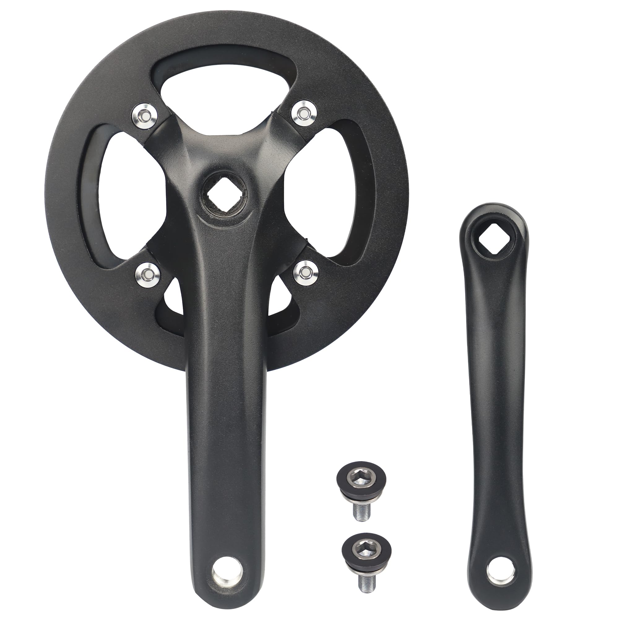 WEEROCK Mountain Bike Crankset Steel 1 Piece 38T Charing Single Alumininum Alloy Cover Crank Set with 170mm Arm 104 BCD, Compatible with Single Speed Bicycle and 6/7/8/9/10/11 Speeds MTB Bike, Black