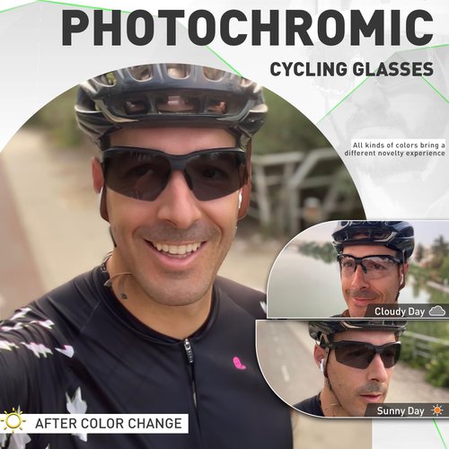 KAPVOE Photochromic Sunglasses for Men Women Sports Sunglasses Cycling Running Baseball Golf 100% UV Protection K87