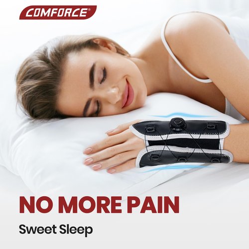 COMFORCE Adjustable Knob Wrist Brace - Stabilizes & Supports for Carpal Tunnel, Arthritis, Tendonitis, Sprains & Pain Night Support Fits Left/Right Hand (5.5-9.5")