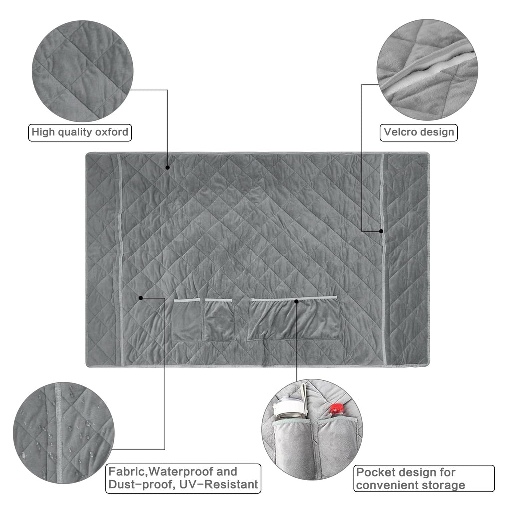smotrcc Universal Waterproof Heavy Duty Golf Cart Seat Cover - Gray, Cotton, for Club Car DS Precedent EZGO TXT RXV, 2-Person Seats with Armrests