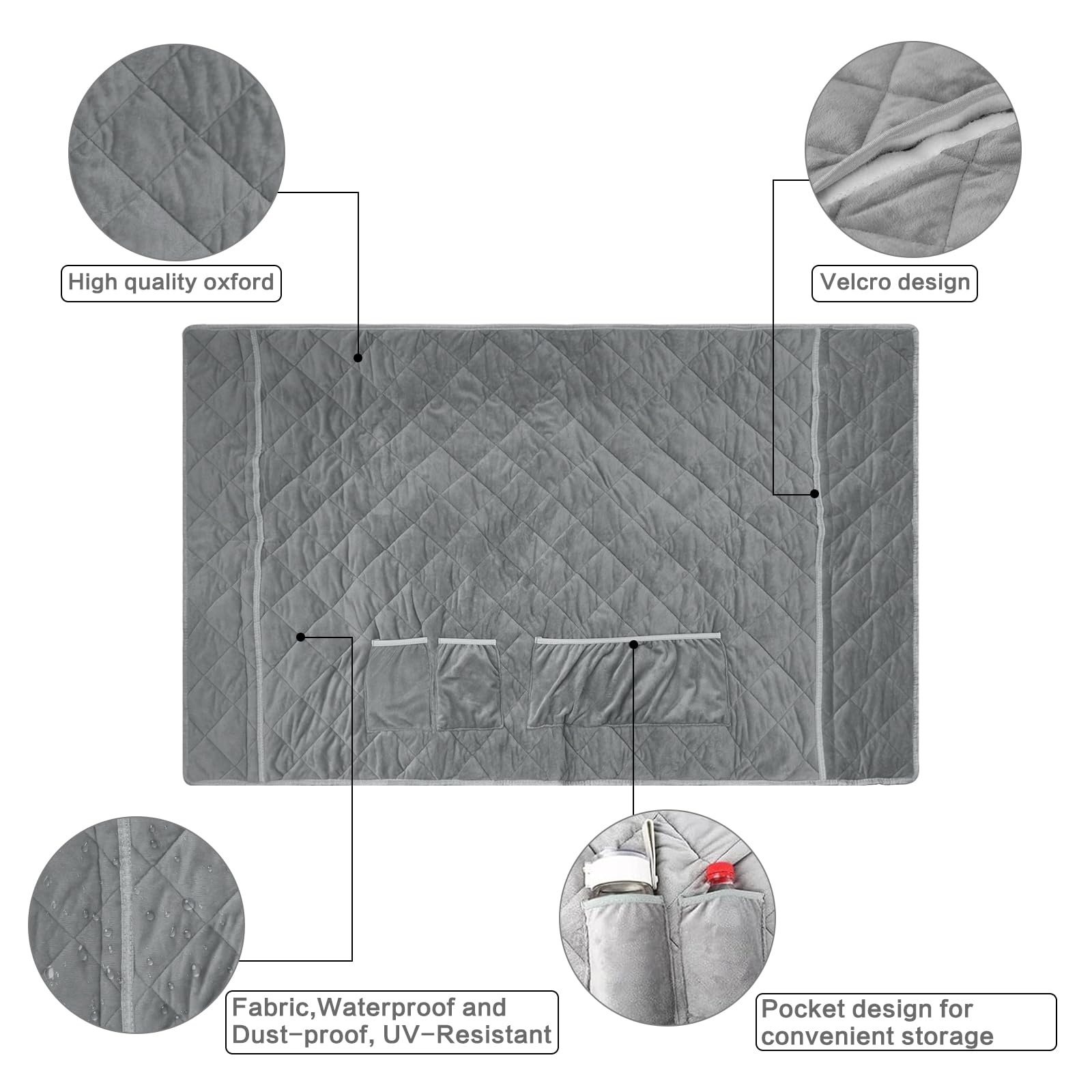 smotrcc Universal Waterproof Heavy Duty Golf Cart Seat Cover - Gray, Cotton, for Club Car DS Precedent EZGO TXT RXV, 2-Person Seats with Armrests