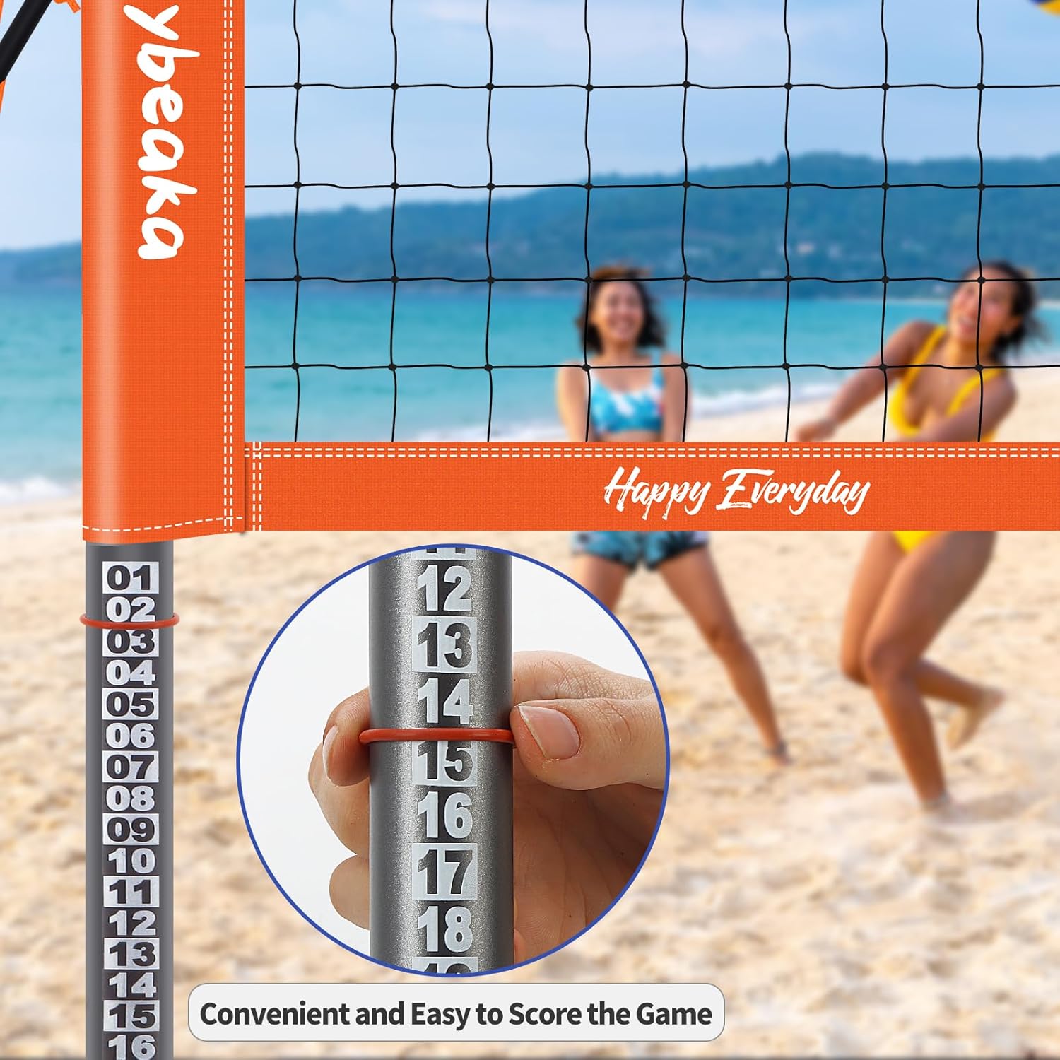 Regine Switzerland 20ft Portable Volleyball Net Set - Heavy Duty Poles, Durable PE Net, Includes Volleyball & Pump