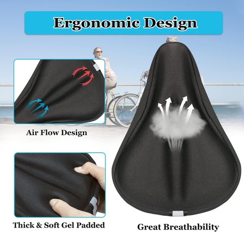 Geronmine Gel Bike Seat Cover - Padded Saddle Cushion for Ultimate Comfort | Fits All Bikes