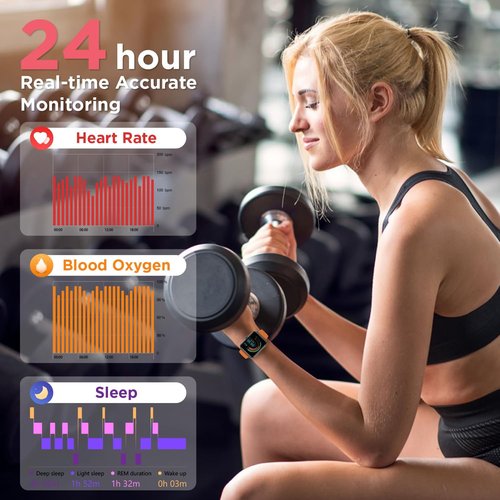 BENIO Fitness Tracker Smartwatch - 24/7 Heart Rate Monitor, Voice Calls & 100 Sports Modes - 1.85" Display, IP67 Waterproof