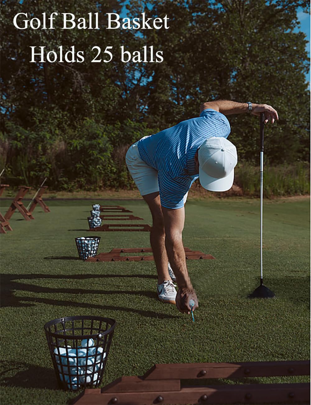 ZoiscPure Black Golf Ball Basket,Golf Balls Container Case,Ball Bucket with Handle,Balls Holder,Holds 25 Balls (Balls not Included)