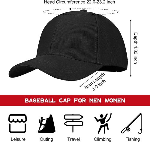 Geyoga Adjustable Baseball Cap - 8-Piece Set for Men & Women | Plain Sports Hats in 8 Colors