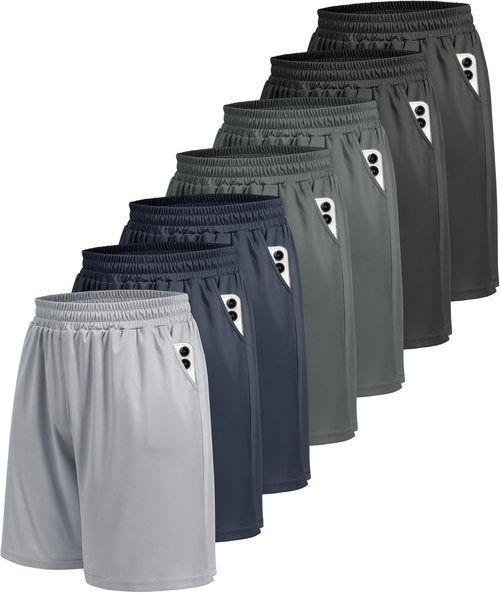 BOOJO Athletic Gym Men's Shorts - Quick-Dry Black Basketball Shorts with Pockets | 5 Pack for Activewear