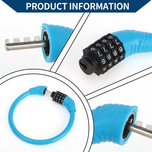 Hihaha Bicycle Lock/Portable Ring Cable Anti-Theft Bike Lock for Mountain Bike Road Bike/Resettable 4 Digit Mini Ring Lock Alloy ABS PVC 45cm / 1 Pc Blue