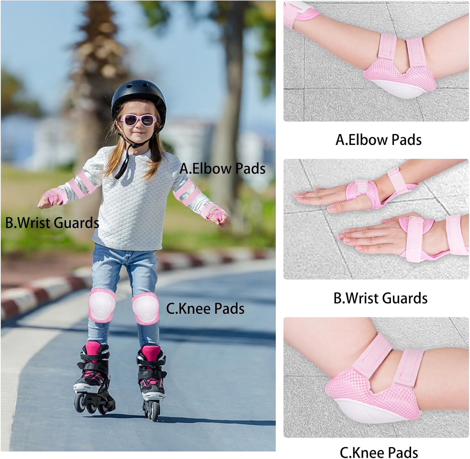 Skiennix Kids Protective Gear Set - Knee Pads, Elbow Pads & Wrist Guards | 3-14 Years, Ideal for Skateboarding, Skiing & Cycling