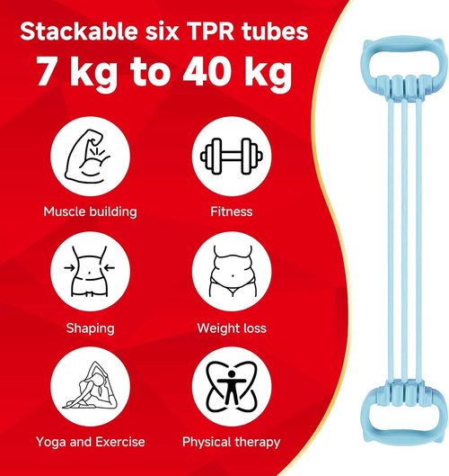 6 Gear Adjustable Resistance Bands - Comfort Grip Fitness Bands for Home Workouts | Unisex