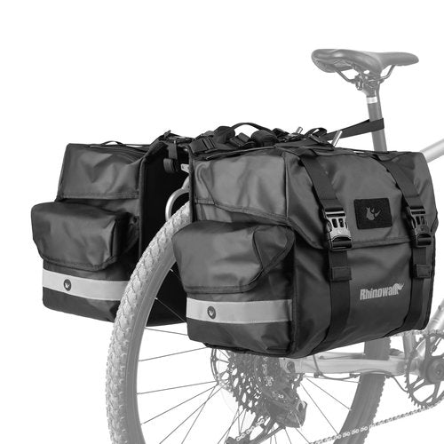 Kinpit Bike Panniers Bike Bags Waterproof 40L Bicycle Saddle Bags for Rear Rack Luggage Trunk Bag Double Side Pannier Bag with Rain Cover Cycling Accessories, Black-L