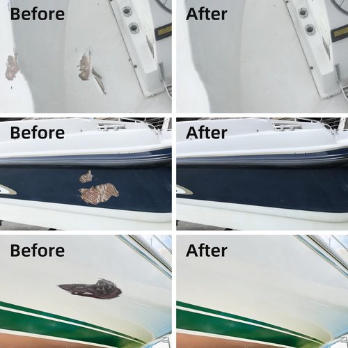 Globalcom Fiberglass Boat Repair Kit, Gel Coat Repair Kit for Boats, Marine Fiberglass Repair Kit for Boats, Epoxy Filler for Boats, Fiberglass Repair Kit Fix Holes Chips Pit Cracks (Color Match)