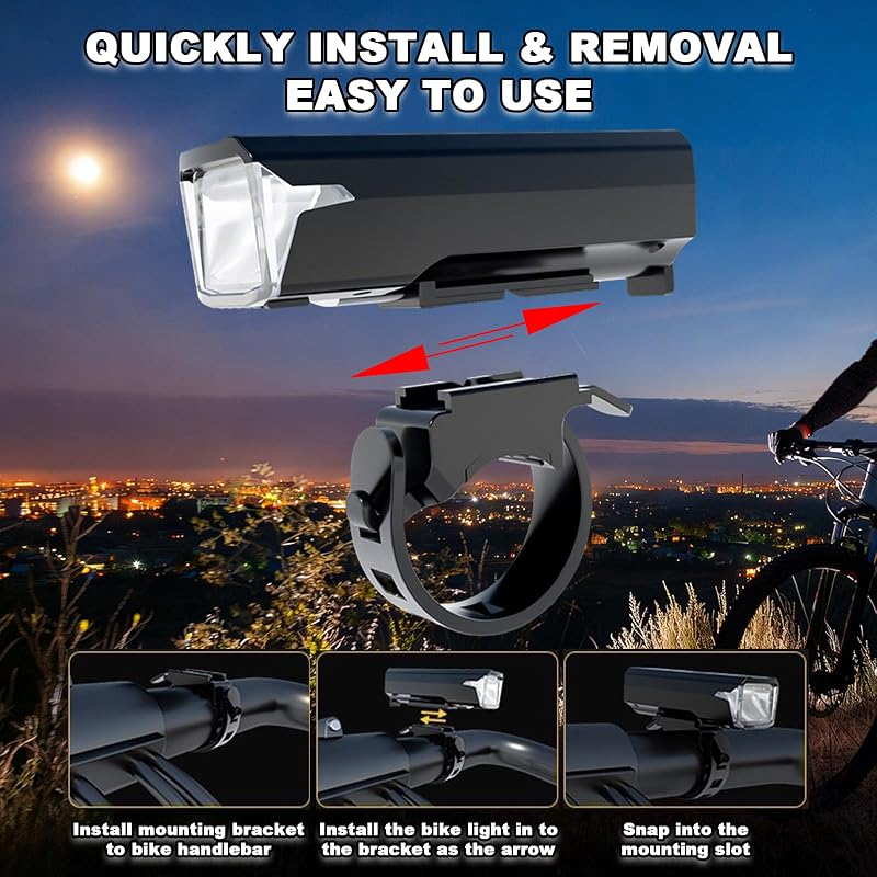 Rechargeable Bike Front Light 265lm High Lumens Headlight with 10h Battery