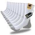 JOYNÉE 5/10 Pairs Men’s Lightweight Athletic Crew Socks – Cushioned Breathable Long Socks White (5 Pairs) Large