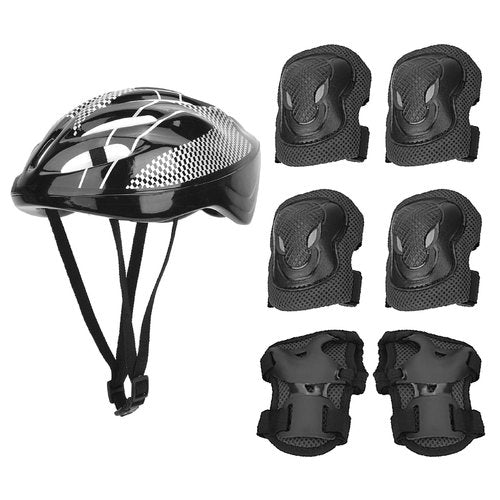 SunshineFace 7pcs Adult Roller Skating Protection Gear Set, Knee Pads + Elbow Pads + Gloves + Helmet